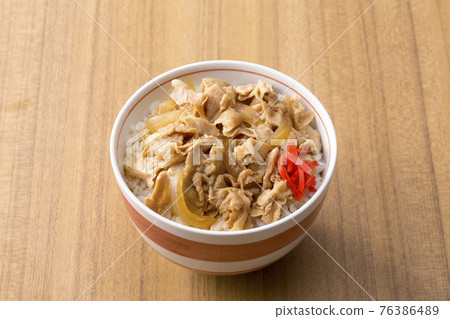 Pork ginger grilled rice bowl Pork ginger grilled rice bowl 76386489