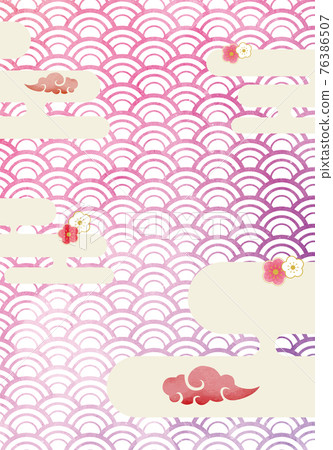 Japanese pattern watercolor background frame Plum blossom cloud frame pattern Traditional pattern Qinghai wave pattern Background New Year's card material Japanese pattern watercolor background frame Plum blossom cloud frame pattern Traditional pattern Qinghai wave pattern Background New Year's card material 76386507