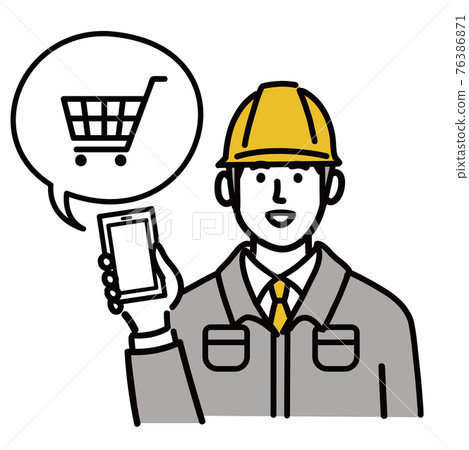 工作服，現場工作人員，男士，網購，智能手機流行，手繪 76386871