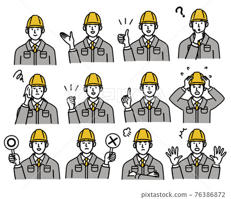 工作服，現場工作人員，男性面部表情，流行，手繪 76386872