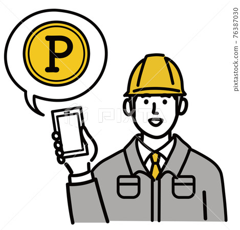 工作服,現場工作人員,男性點,智能手機流行,手繪 工作服,現場工作人員,男性點,智能手機流行,手繪 76387030