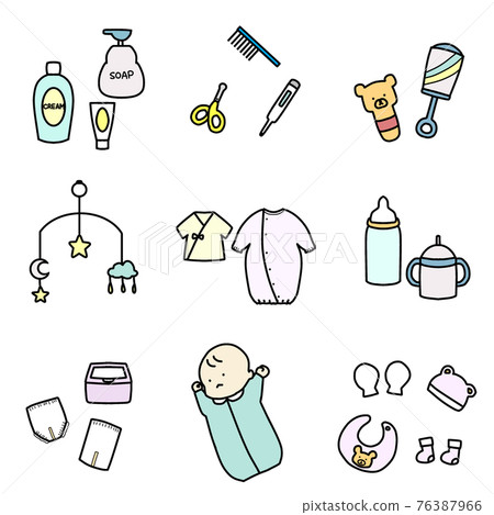 Simple illustration of baby goods Simple illustration of baby goods 76387966