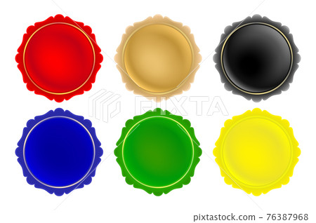 Set of Eight sticker labels isolated on white background, 3d bevel and emboss model with variation colors. Applicable for banner, flyer, poster promotional e commerce, and certificate. 76387968