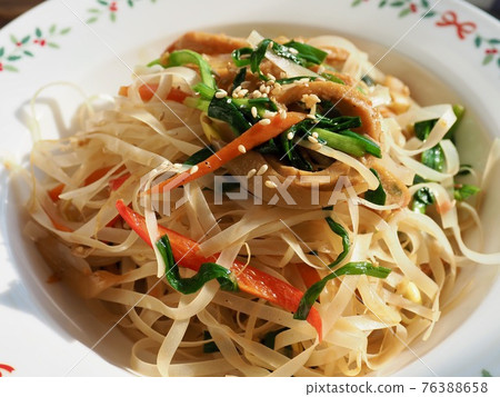 Asian food stir-fried rice noodles with vegetables Asian food stir-fried rice noodles with vegetables 76388658