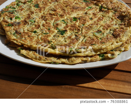 Asian food egg vegetable pancake Asian food egg vegetable pancake 76388861