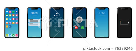 Various smartphone screens 76389246