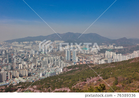 Night view of hwangryeongsan Mountain Bongsudae beacons, Busan, South Korea, Asia Night view of hwangryeongsan Mountain Bongsudae beacons, Busan, South Korea, Asia 76389336
