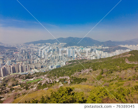 Night view of hwangryeongsan Mountain Bongsudae beacons, Busan, South Korea, Asia Night view of hwangryeongsan Mountain Bongsudae beacons, Busan, South Korea, Asia 76389345