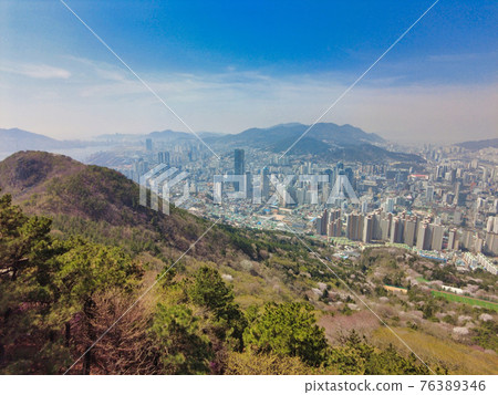 Night view of hwangryeongsan Mountain Bongsudae beacons, Busan, South Korea, Asia Night view of hwangryeongsan Mountain Bongsudae beacons, Busan, South Korea, Asia 76389346