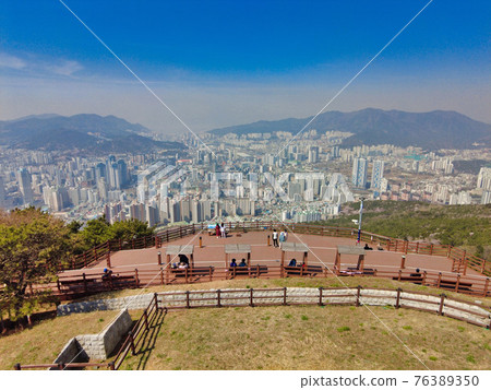 Night view of hwangryeongsan Mountain Bongsudae beacons, Busan, South Korea, Asia Night view of hwangryeongsan Mountain Bongsudae beacons, Busan, South Korea, Asia 76389350