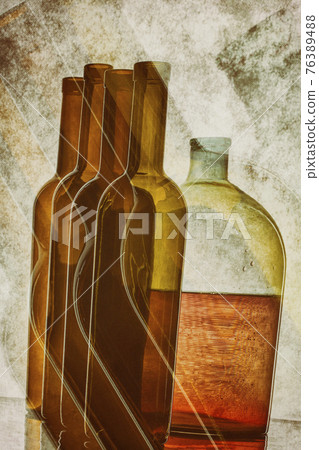 Abstract collage with glassware with double exposure 76389488