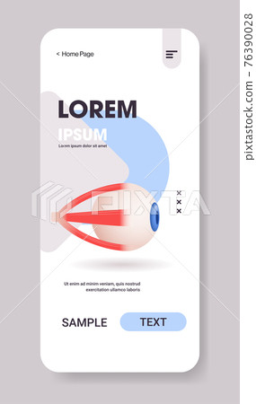 human eye icon internal organ structure detailed eyeball medical healthcare anatomy concept smartphone screen mobile app vertical copy space flat 76390028