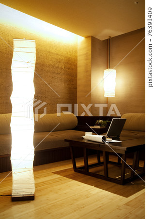 Room with sofa with personal computer etc Room with sofa with personal computer etc 76391409