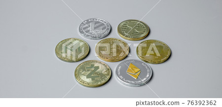 golden and silver Cryptocurrency, Bitcoin, Ethereum, Litecoin, Dash, Monero, Zcach and Ripple coins. Crypto is Digital Money within the blockchain network golden and silver Cryptocurrency, Bitcoin, Ethereum, Litecoin, Dash, Monero, Zcach and Ripple coins. Crypto is Digital Money within the blockchain network 76392362
