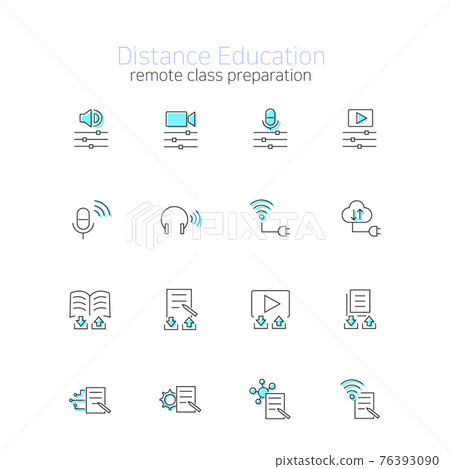stay at home online education icon set stay at home online education icon set 76393090