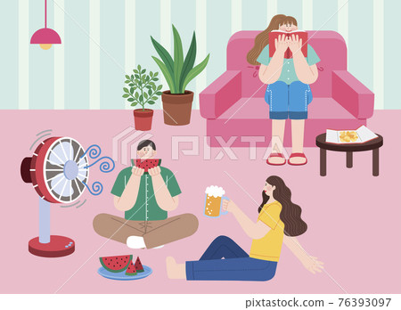 stay at home, untact illustration stay at home, untact illustration 76393097