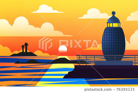 new year, sunrise scenery illustration 76393115