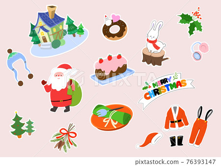 christmas and winter themed sticker icon set christmas and winter themed sticker icon set 76393147
