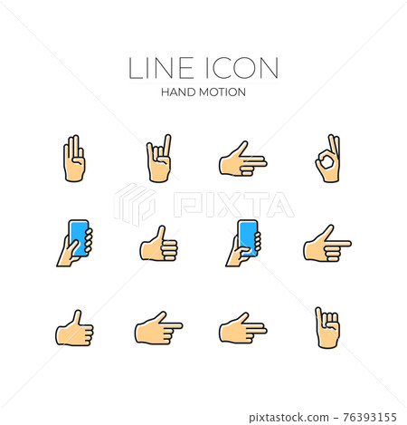 hand gestures flat color icons 76393155