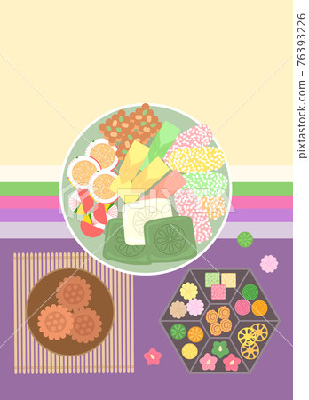Korean desserts and ricecakes illustration Korean desserts and ricecakes illustration 76393226