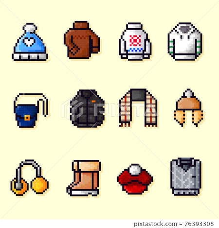 winter fashion pixel art icon set winter fashion pixel art icon set 76393308