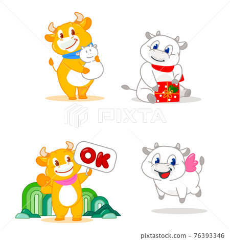cow's year, cute cow characters cow's year, cute cow characters 76393346