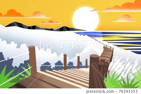 new year, sunrise scenery illustration new year, sunrise scenery illustration 76393353