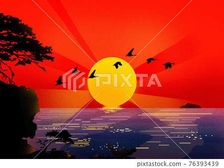 beautiful sunrise scenery illustration beautiful sunrise scenery illustration 76393439