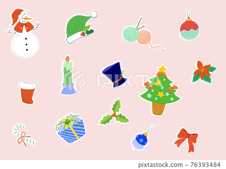 christmas and winter themed sticker icon set christmas and winter themed sticker icon set 76393484