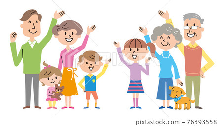 朝上的三代家庭全身圖 76393558