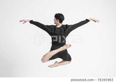 contemporary asian male dancer making move in white background contemporary asian male dancer making move in white background 76393963