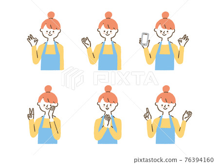各種姿勢的家庭主婦 76394160