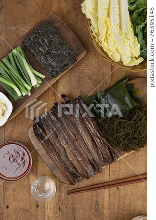 Gwamegi, Korean half-dried Pacific herring or Pacific saury Gwamegi, Korean half-dried Pacific herring or Pacific saury 76395146