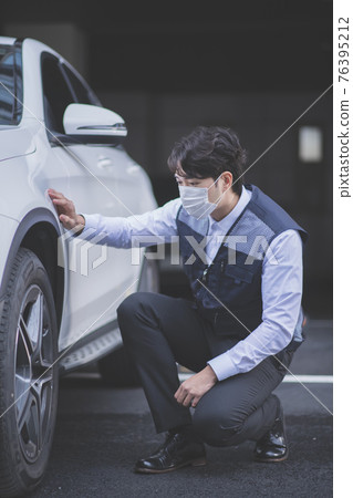 auto vehicle car insurance agent concept, checking car condition auto vehicle car insurance agent concept, checking car condition 76395212