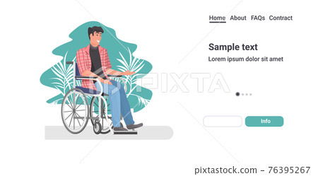 disabled man sitting in wheelchair disability concept flat full length horizontal copy space disabled man sitting in wheelchair disability concept flat full length horizontal copy space 76395267
