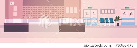 hospital reception empty nurses station no people clinic hall interior horizontal 76395473