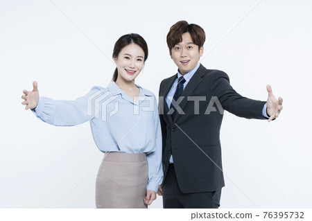 business, startup, people and teamwork concept with breast cancer ribbon 76395732