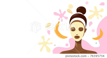 young woman applying fresh fruits face mask girl having facial treatment with banana fruit portrait horizontal young woman applying fresh fruits face mask girl having facial treatment with banana fruit portrait horizontal 76395734