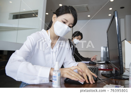 business, startup, people and teamwork with mask concept 76395801