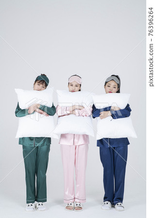 girls, ladies pajama sleepoverparty concept girls, ladies pajama sleepoverparty concept 76396264