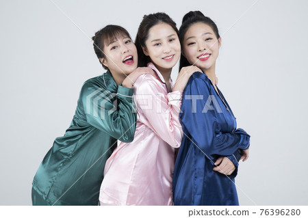 girls, ladies pajama sleepoverparty concept girls, ladies pajama sleepoverparty concept 76396280