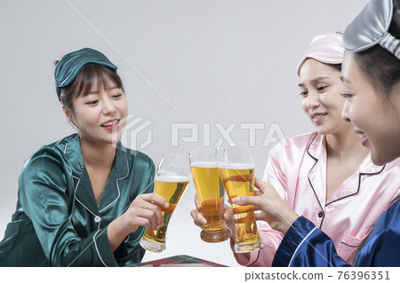 girls, ladies pajama sleepoverparty concept girls, ladies pajama sleepoverparty concept 76396351