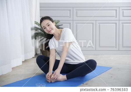 woman on diet, home training and work out concept woman on diet, home training and work out concept 76396383
