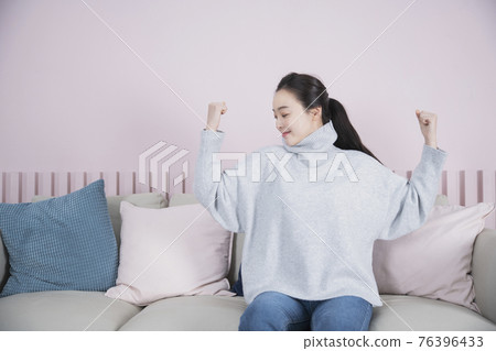 happy Asian single solo woman living alone concept happy Asian single solo woman living alone concept 76396433