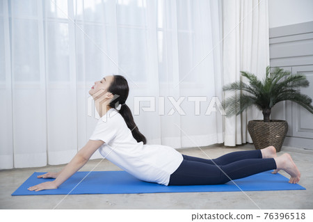 woman on diet, home training and work out concept woman on diet, home training and work out concept 76396518