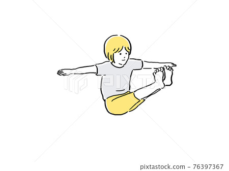 體操瑜伽平衡手繪風格插畫 體操瑜伽平衡手繪風格插畫 76397367