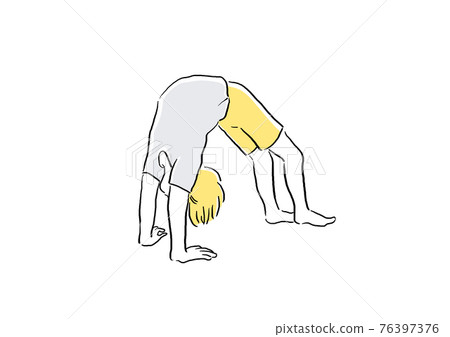 Gymnastics yoga bridge hand-drawn style illustration Gymnastics yoga bridge hand-drawn style illustration 76397376