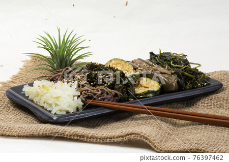Jinchae or Boreum Namul of Korea, variety of edible grass side dishes 76397462
