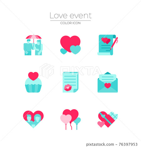 love events icon set 76397953