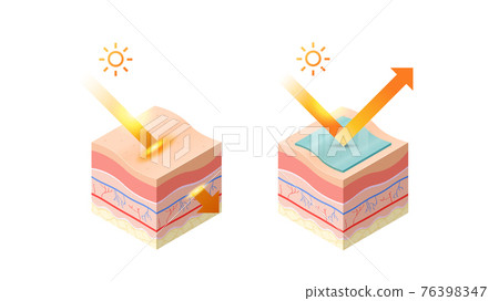 protection and penetrate uv rays from sun into epidermis of skin cross-section of human skin layers structure skincare medical concept flat horizontal protection and penetrate uv rays from sun into epidermis of skin cross-section of human skin layers structure skincare medical concept flat horizontal 76398347